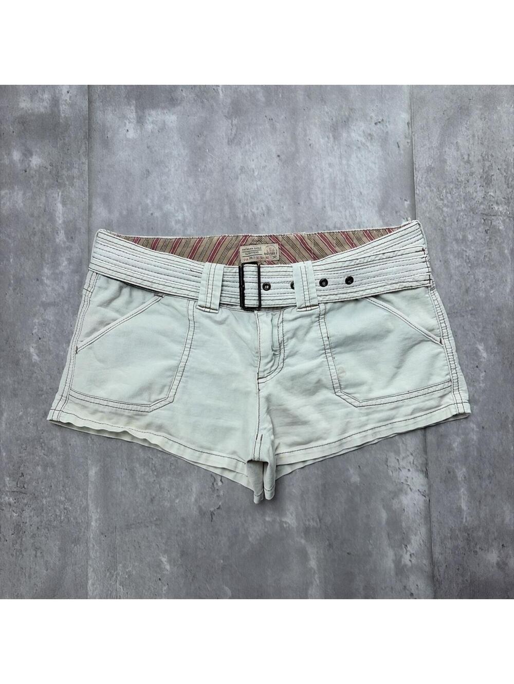 Y2K Beige American Eagle Grunge Gothic Mini Shorts